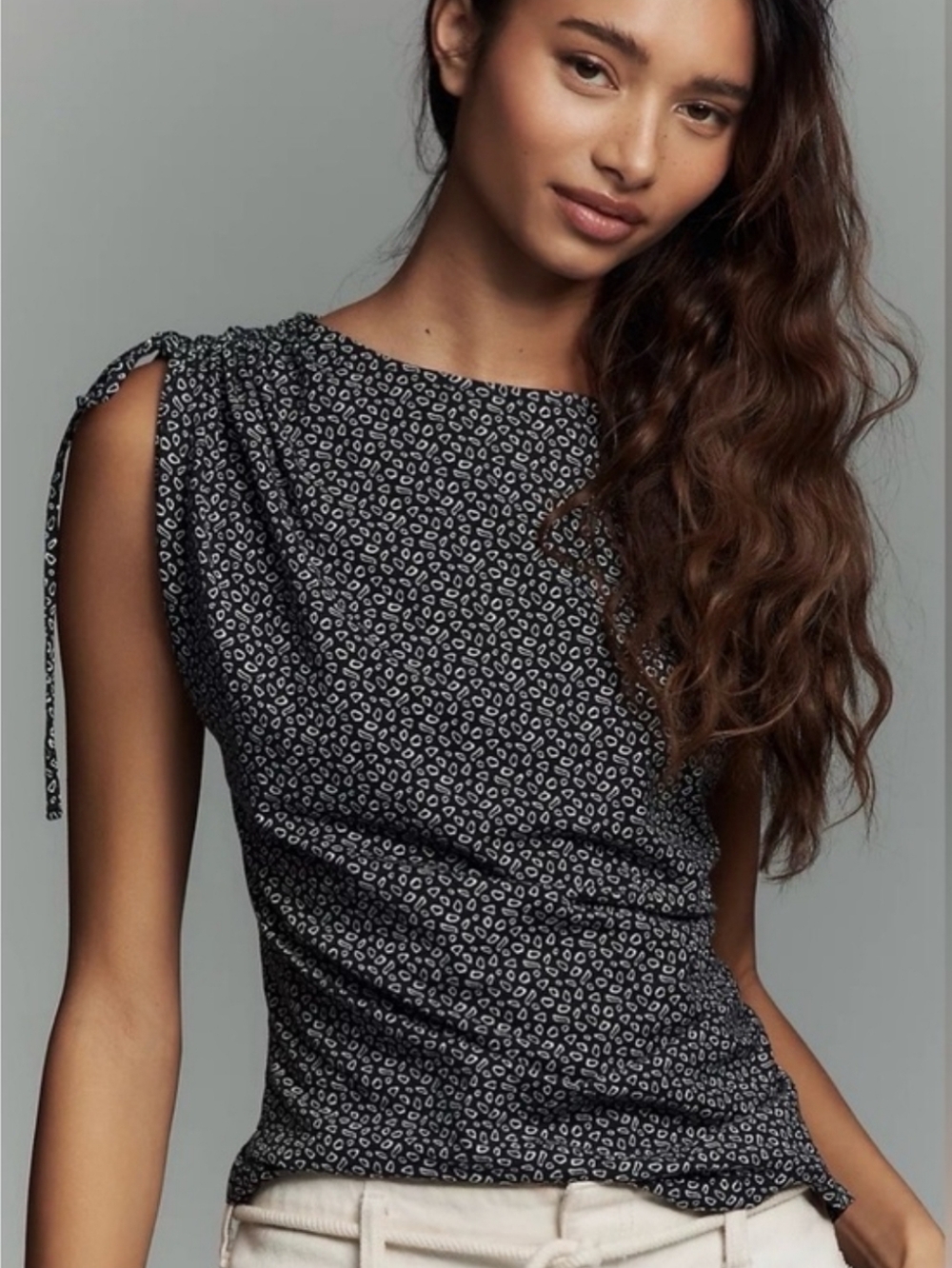 Women’s Nation LTD Printed Tie-Shoulder Shirt Top Size Small